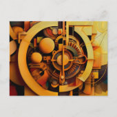 Steampunk Goldener Mechanismus Abstract Postkarte (Vorderseite)