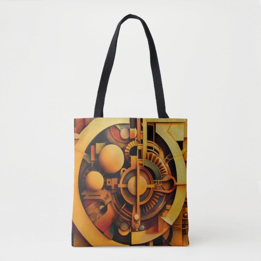 Steampunk Goldener Mechanismus Abstract Tasche (Vorderseite)