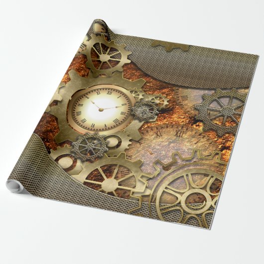 Steampunk, goldenes Design Geschenkpapier (Ungerollt)