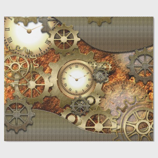 Steampunk, goldenes Design Geschenkpapier (Flach)