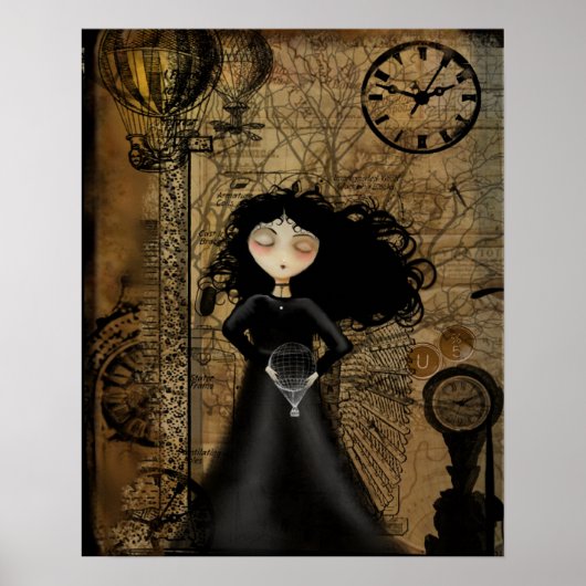 Steampunk Goth Girl Art Poster (Vorne)