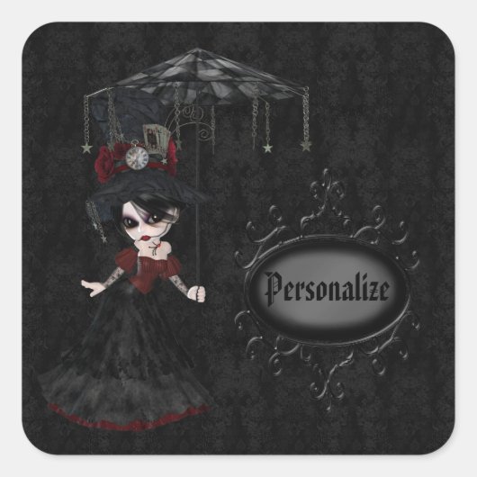 Steampunk Goth Girl Black Personalisiert Stickers (Vorderseite)