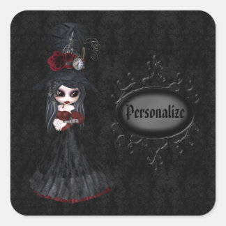 Steampunk Goth Girl Black Personalisiert Stickers