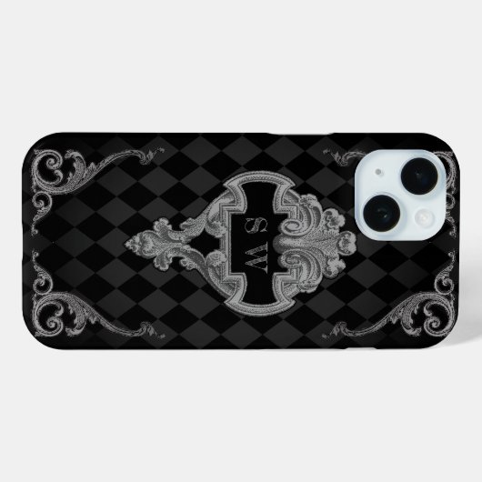 Steampunk Goth Mit Monogramm Case-Mate iPhone Hülle (Rückseite (Horizontal))