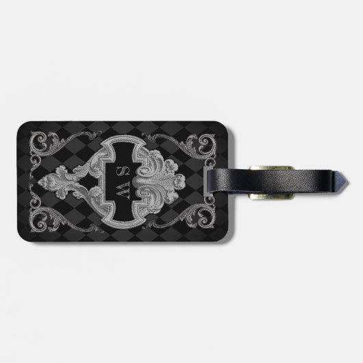 Steampunk Goth Mit Monogramm Gepäckanhänger (Rückseite horizontal)
