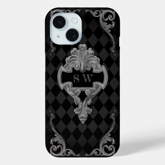 Steampunk-Goth-Monogramm Case-Mate iPhone Hülle (Rückseite)