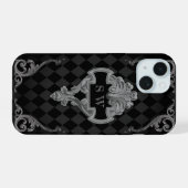 Steampunk-Goth-Monogramm iPhone 15 Hülle (Rückseite (Horizontal))