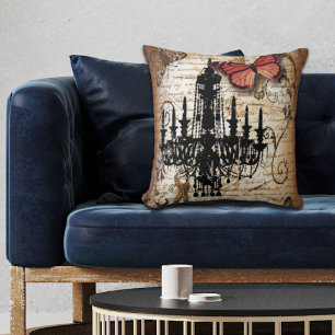 Steampunk-Goth-Schmetterling Paris Vintage-Kronleu Kissen