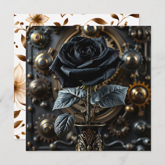 Steampunk Gothic Black Rose Blank Karte (Vorne/Hinten)