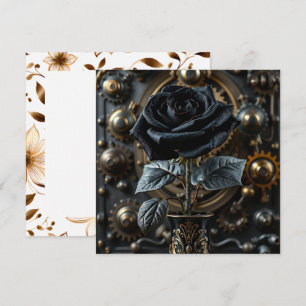 Steampunk Gothic Black Rose Blank Karte
