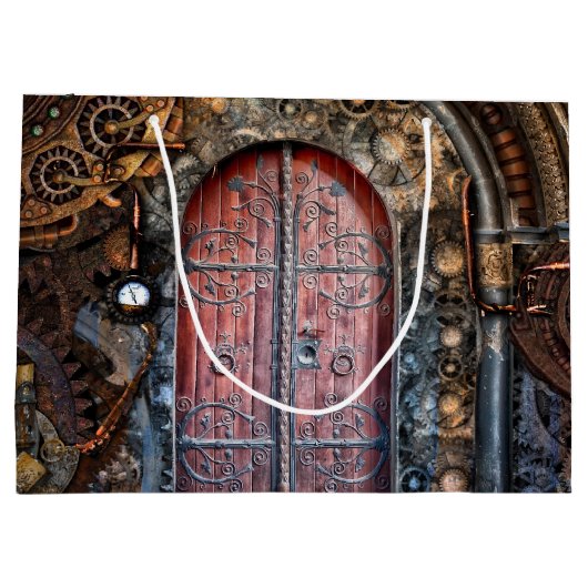 Steampunk Gothic Door Große Geschenktüte (Rückseite)