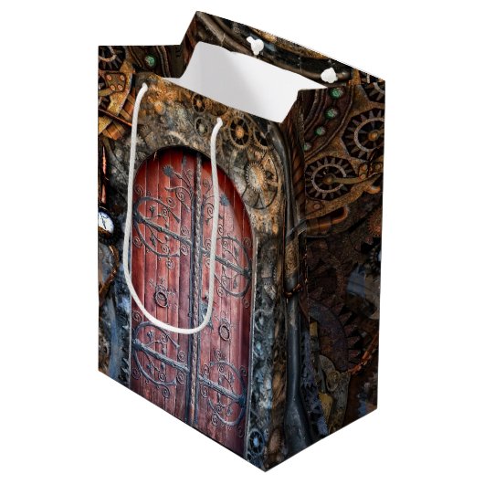 Steampunk Gothic Door Mittlere Geschenktüte (Vorderseite Schrägansicht)