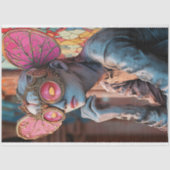 Steampunk Gothic Gargoyle Pink Butterfly Wings Seidenpapier (Vorderseite)