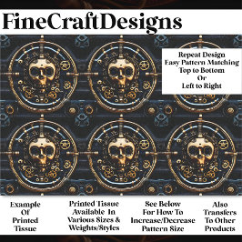 Steampunk Gothic Gold Skull Design BM3 Decoupage Seidenpapier
