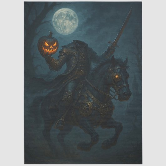 Steampunk Gothic Horror Headless Horseman Seidenpapier