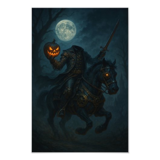 Steampunk-Gothic-Horror-Kopfloser Reiter Fotodruck (Vorne)