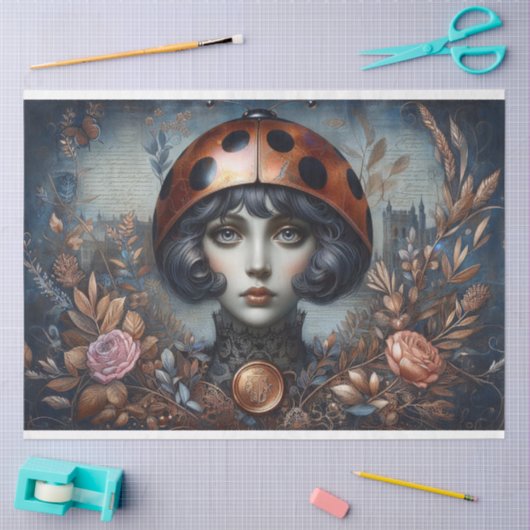 Steampunk Gothic LadyBug Decoupage Seidenpapier (Basteln)