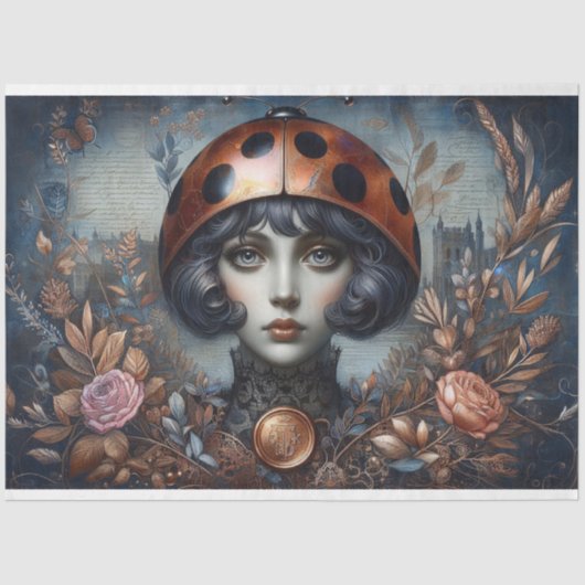 Steampunk Gothic LadyBug Decoupage Seidenpapier (Vorderseite)