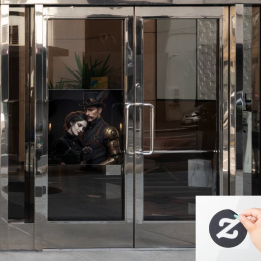 Steampunk Gothic Paar Fensteraufkleber (Büro Tür)