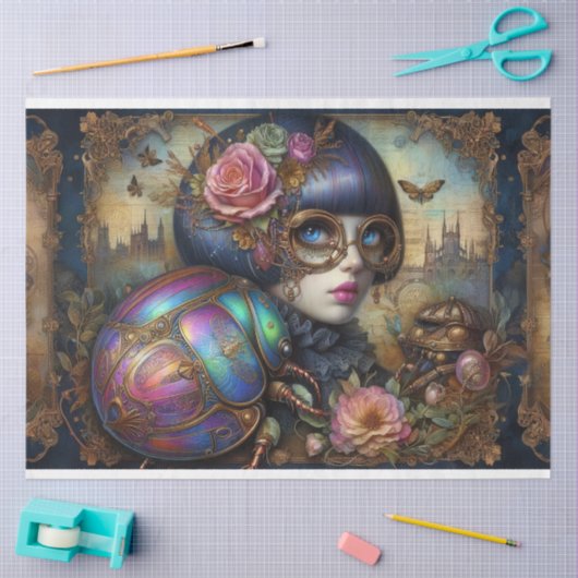 Steampunk Gothic Scarab Käfer Decoupage Seidenpapier (Basteln)