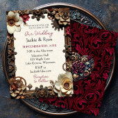 Steampunk Gothic Themed Wedding Einladung