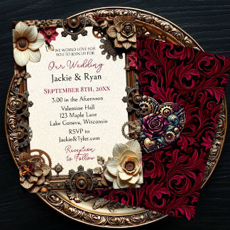 Steampunk Gothic Themed Wedding Einladung