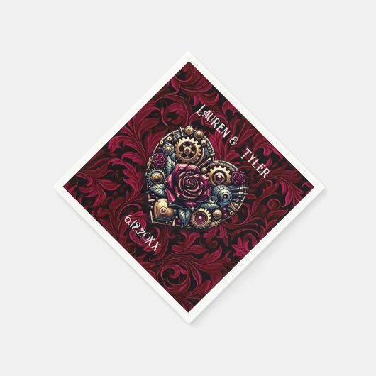 Steampunk Gothic Themed Wedding Personalisiert Serviette (Ecke)