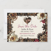 Steampunk Gothic Themed Wedding Save the Date (Vorderseite)