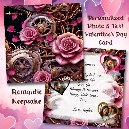Steampunk Gothic Valentine's Day Foto Template Karte