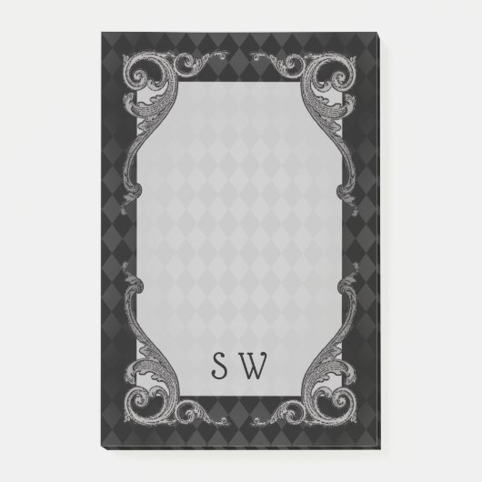 Steampunk-Gotisch monogrammiert Post-it Klebezettel (Vorderseite)