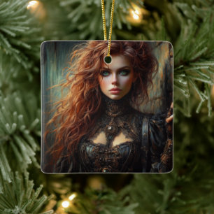 Steampunk-Gotische Frau Keramikornament