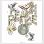 Steampunk Graphic Teach Peace - Delphine Aufkleber (Blatt)