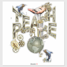 Steampunk Graphic Teach Peace - Delphine Aufkleber