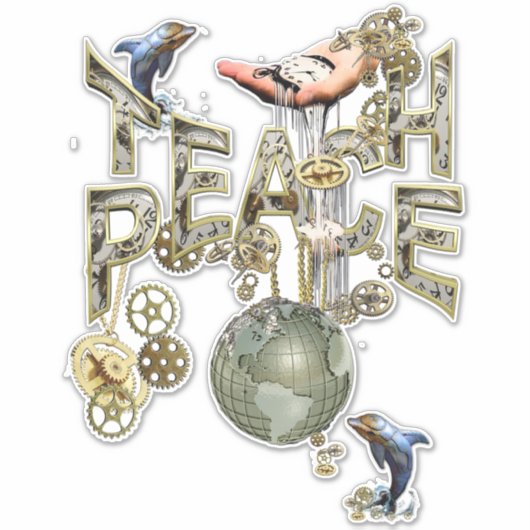 Steampunk Graphic Teach Peace - Delphine Aufkleber (Vorderseite)