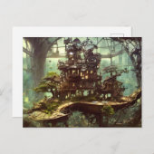 Steampunk Greenhouse im Dschungel Postcard Postkarte (Vorne/Hinten)