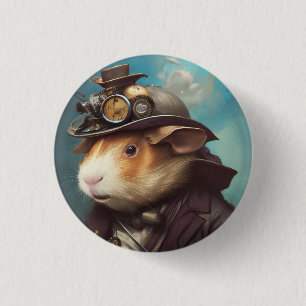 Steampunk Guinea Pig Button