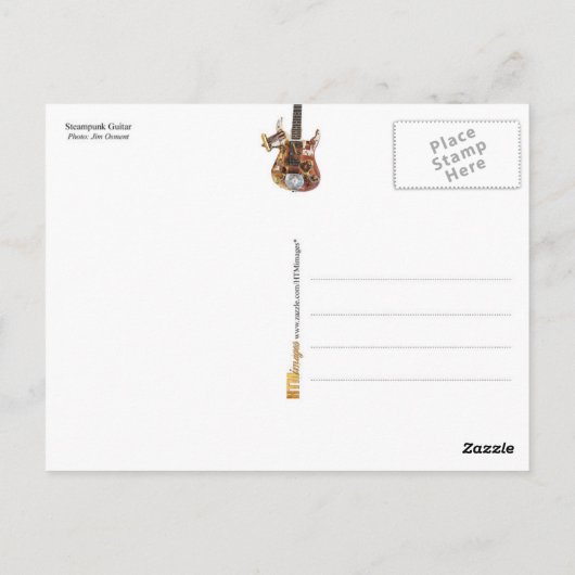 Steampunk Guitar Postkarte (Rückseite)
