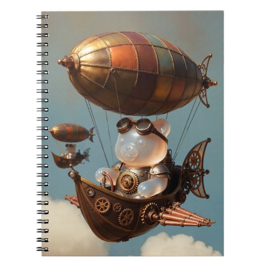 Steampunk-Gummibär-Pilot in Fantasy-Luftschiff Notizblock (Vorderseite)