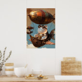 Steampunk-Gummibär-Pilot in Fantasy-Luftschiff Poster (Küche)