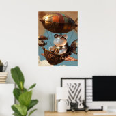 Steampunk-Gummibär-Pilot in Fantasy-Luftschiff Poster (Heimbüro)