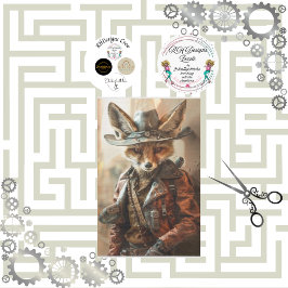 Steampunk Gunslinger Fox Decoupage Seidenpapier
