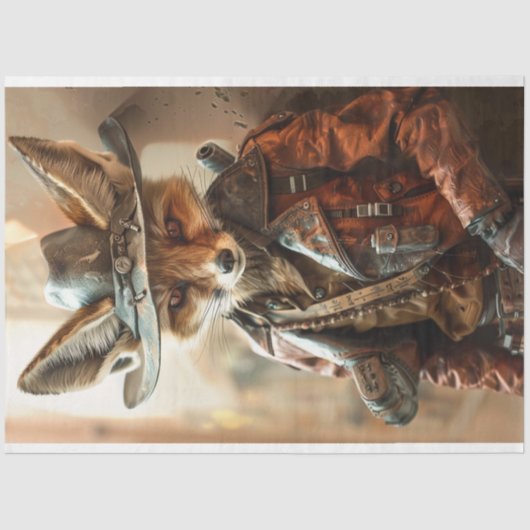 Steampunk Gunslinger Fox Decoupage Seidenpapier (Vorderseite)