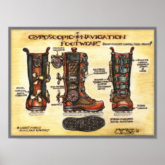 Steampunk Gyroscopic Navigation Footwear Print Poster (Vorne)