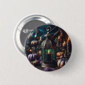 Steampunk Halloween Clockwork Black Lantern Button (Vorne & Hinten)