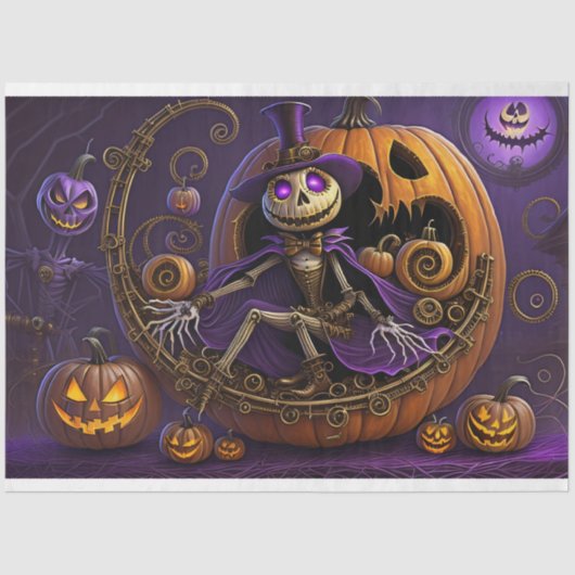 Steampunk Halloween Jack the Pumpkin King Seidenpapier (Vorderseite)