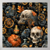 Steampunk-Halloween-Kunstposter Poster (Vorne)
