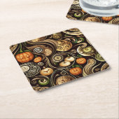 Steampunk Halloween Pumpkin & Swirl Papierplatte Rechteckiger Pappuntersetzer (angewinkelt)