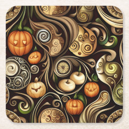 Steampunk Halloween Pumpkin & Swirl Papierplatte Rechteckiger Pappuntersetzer