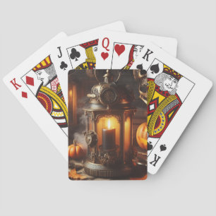 Steampunk Halloween Schwarze Laterne Spielkarten