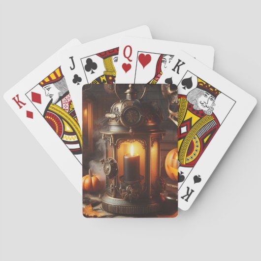 Steampunk Halloween Schwarze Laterne Spielkarten (Rückseite)